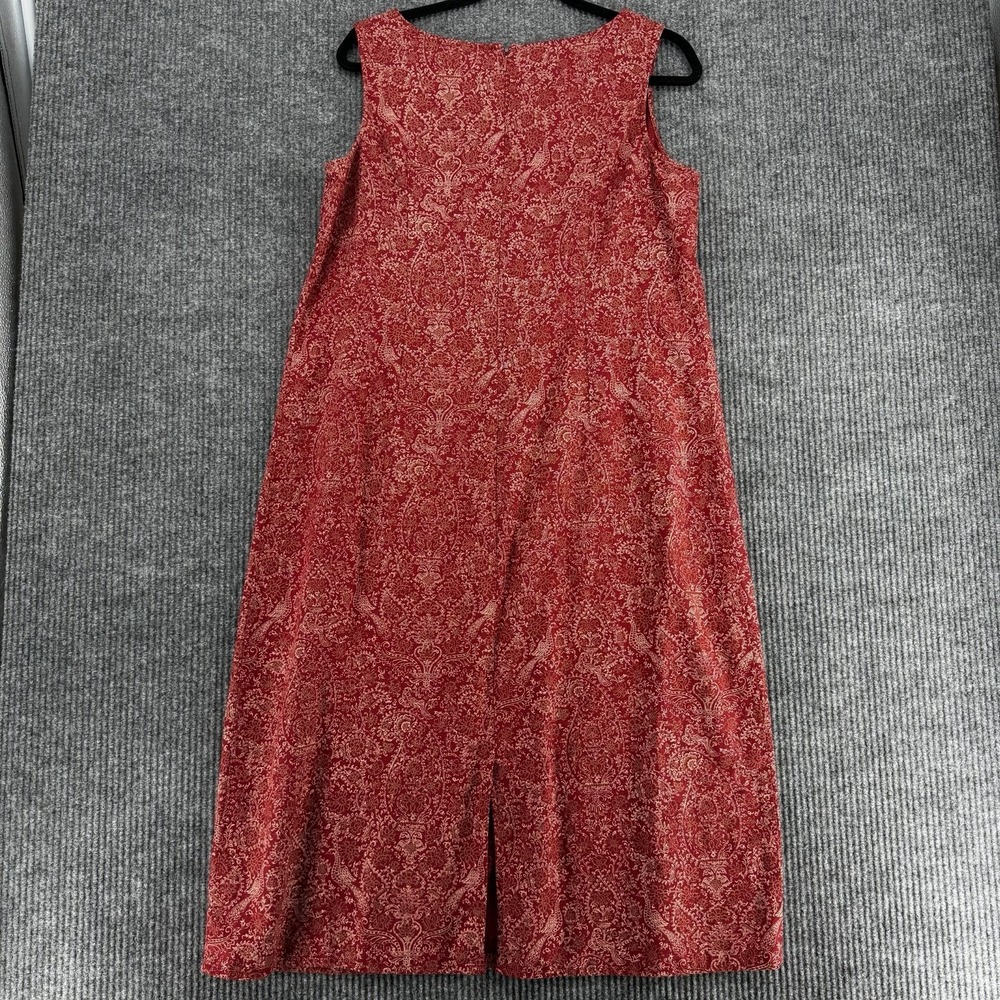 Vintage Liz Claiborne Lizsport Petite 14 Red Linen Blend 80s Shift Dress Birds L - Picture 2 of 8